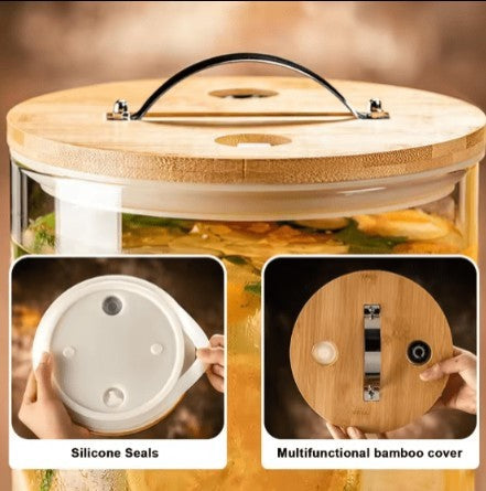 Drink Serve Dispenser With Wooden Stand