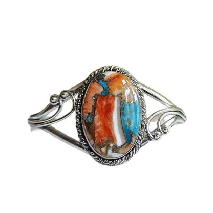 Women's Retro Oval Natural Turquoise Bracelet