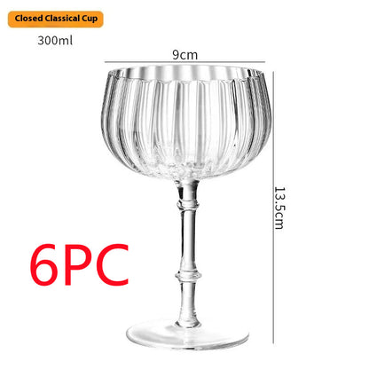 Cocktail Glass Special Drink Cup Wide Mouth Dessert High Tube Cup Wave Pattern