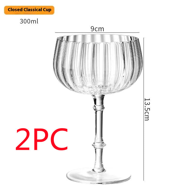 Cocktail Glass Special Drink Cup Wide Mouth Dessert High Tube Cup Wave Pattern