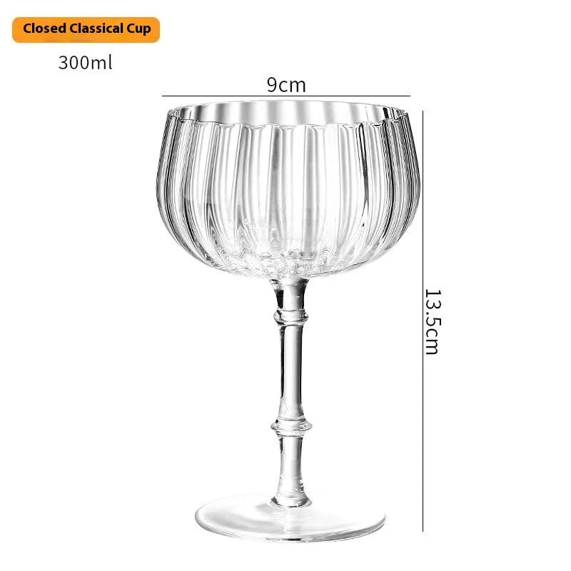 Cocktail Glass Special Drink Cup Wide Mouth Dessert High Tube Cup Wave Pattern