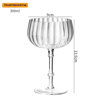 Cocktail Glass Special Drink Cup Wide Mouth Dessert High Tube Cup Wave Pattern