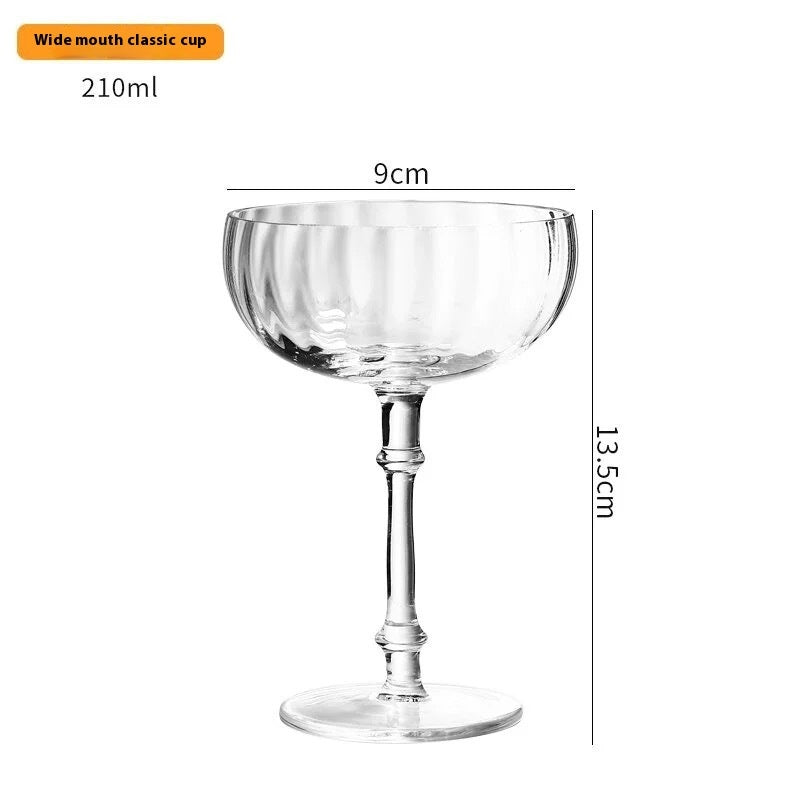 Cocktail Glass Special Drink Cup Wide Mouth Dessert High Tube Cup Wave Pattern