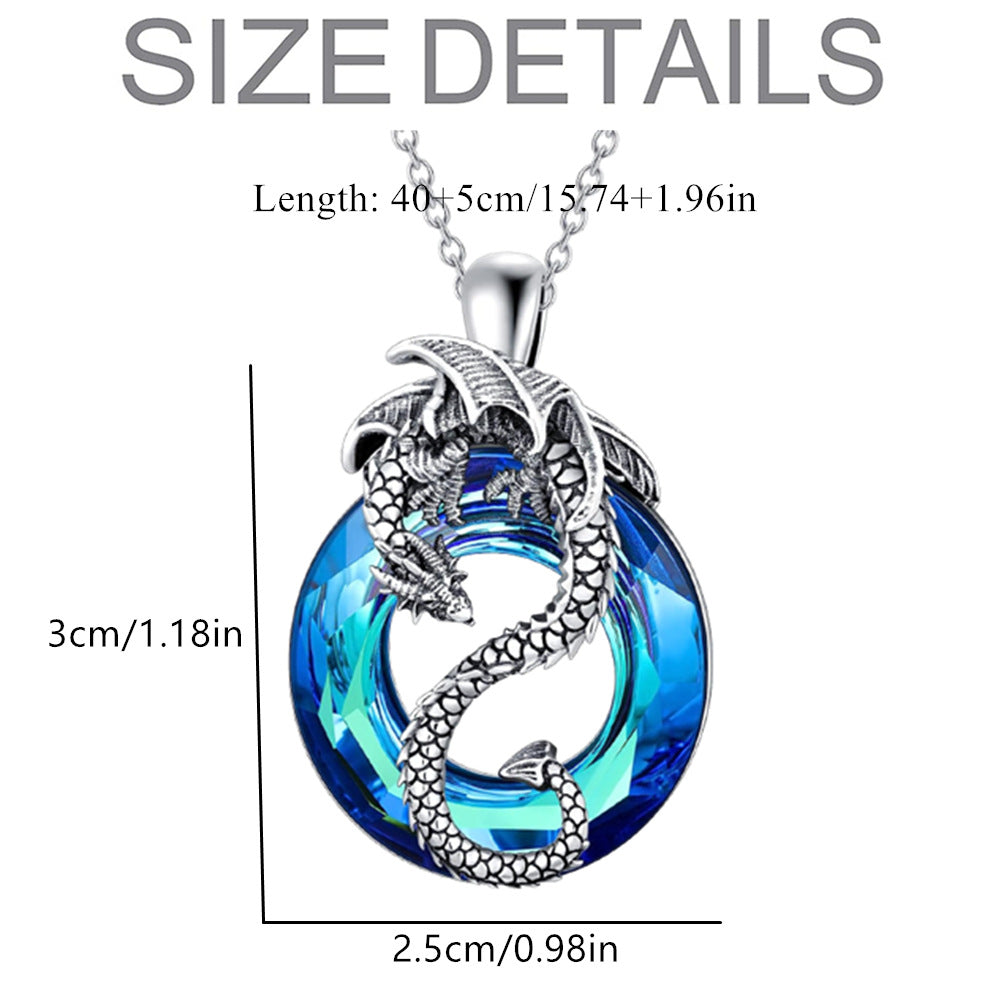 Hollow Crystal Ring Flying Dragon Necklace Earring Set