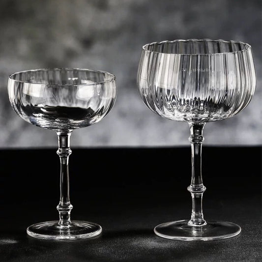 Cocktail Glass Special Drink Cup Wide Mouth Dessert High Tube Cup Wave Pattern