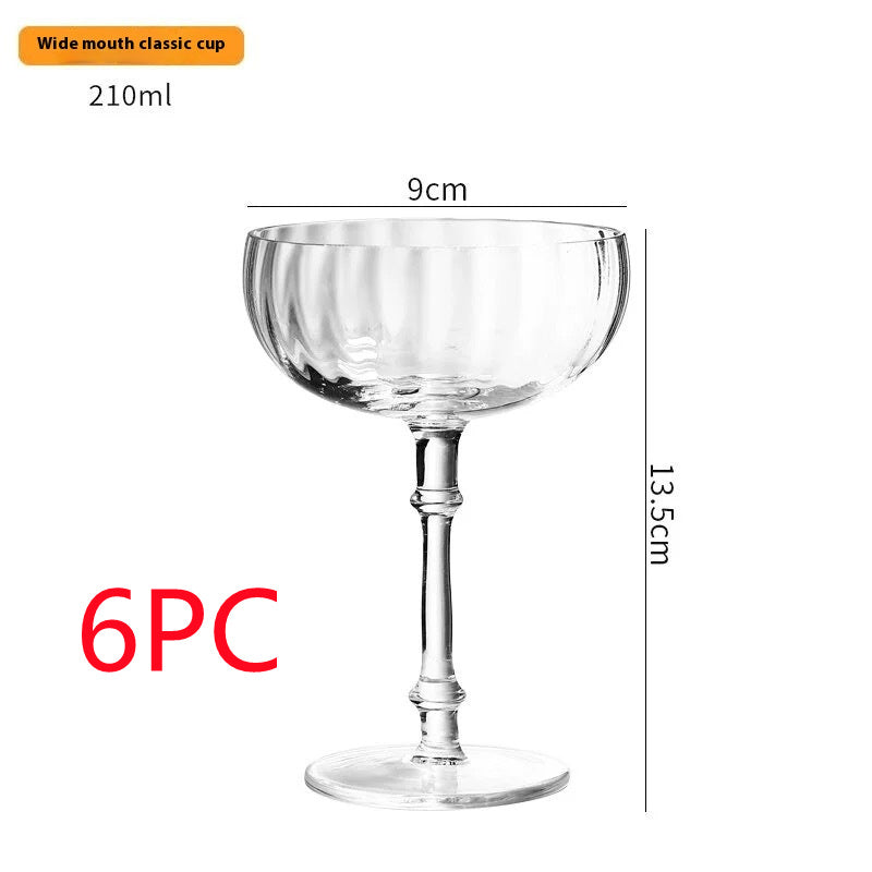 Cocktail Glass Special Drink Cup Wide Mouth Dessert High Tube Cup Wave Pattern