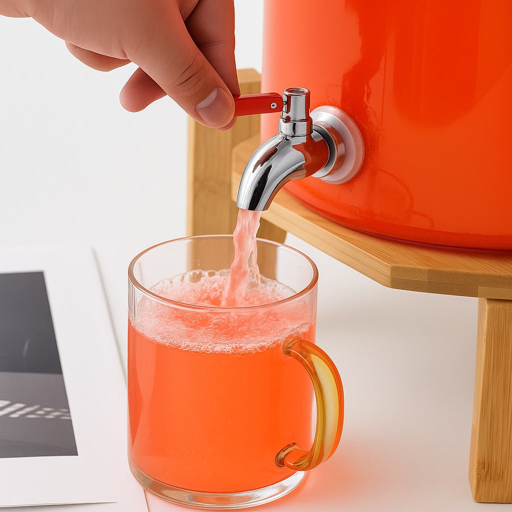 Drink Serve Dispenser With Wooden Stand