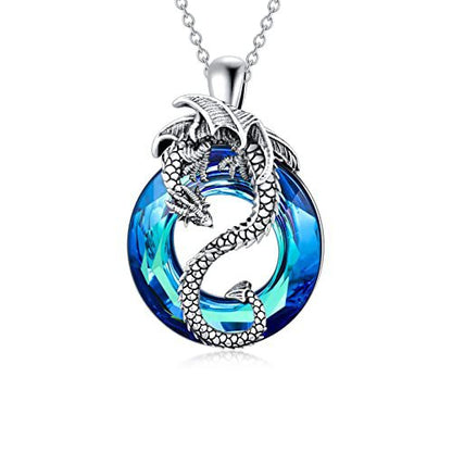 Hollow Crystal Ring Flying Dragon Necklace Earring Set
